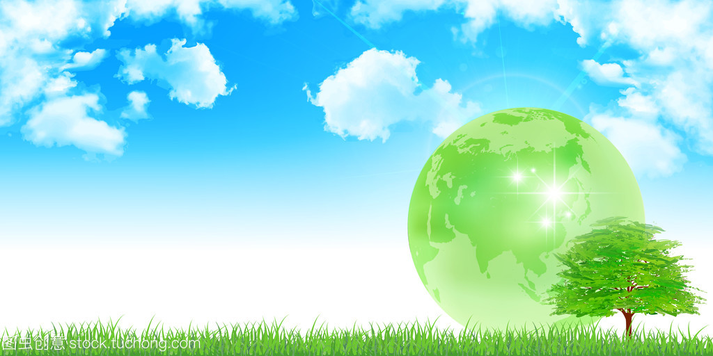 地球樹(shù) 以新鮮綠色為背景的環(huán)保行動(dòng)